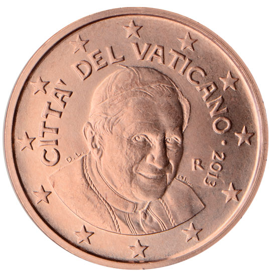 Vatican City 1 euro cent (2006) - Portrait of Pope Benedict XVI